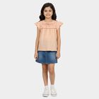 Girls Pink Round Neck Regular T-Shirt, गुलाबी, small