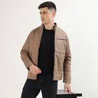 Men's Muted Beige High Neck Casual Jacket, Beige, small image number null