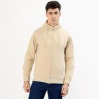 Men's Light Beige Hooded Casual Sweatshirt, गहरा पीला, small image number null