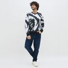Men's Black and White Crew Neck Casual Pullover, Black, small image number null