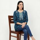Women's Teal Blue Neck Kurti, Teal Blue, small