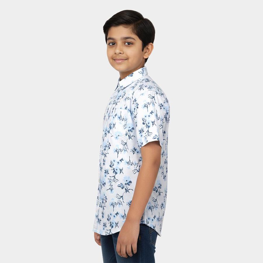 Boys Light Blue Cotton Half Sleeve Classic Casual Shirt, Light Blue, large image number null