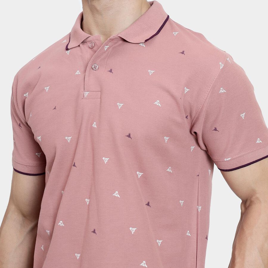Men's 100% Cotton Collared Half Sleeves T-Shirt , पीच, large image number null