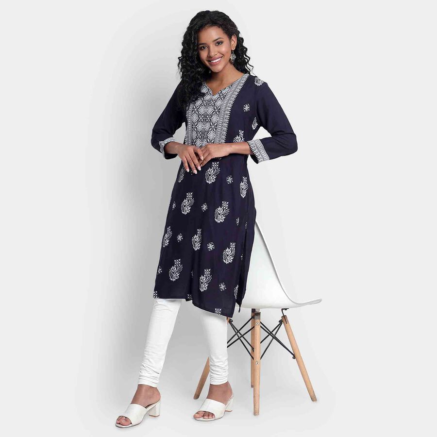 Printed Kurta, Navy Blue, large image number null