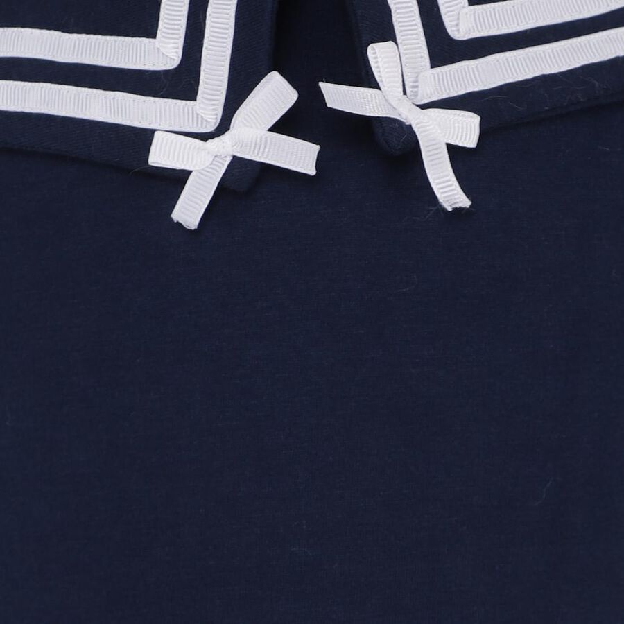 Girls' Navy Blue Sleeveless Sailor Collar Frock, Navy Blue, large