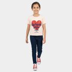 Girls Pink Round Neck Regular T-Shirt, हल्का गुलाबी, small