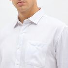 Men's Snow White Spread Collar Classic Shirt, सफ़ेद, small