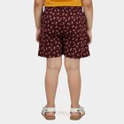 Girls' Wine Floral Elastic Waist Shorts, Wine, small