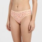 Women's Peach Mid-Rise Floral Print Brief Panty, पीच, small