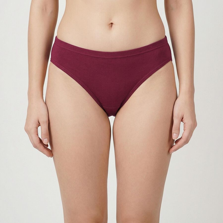 Women's Wine High-Cut Cotton Panty, Wine, large