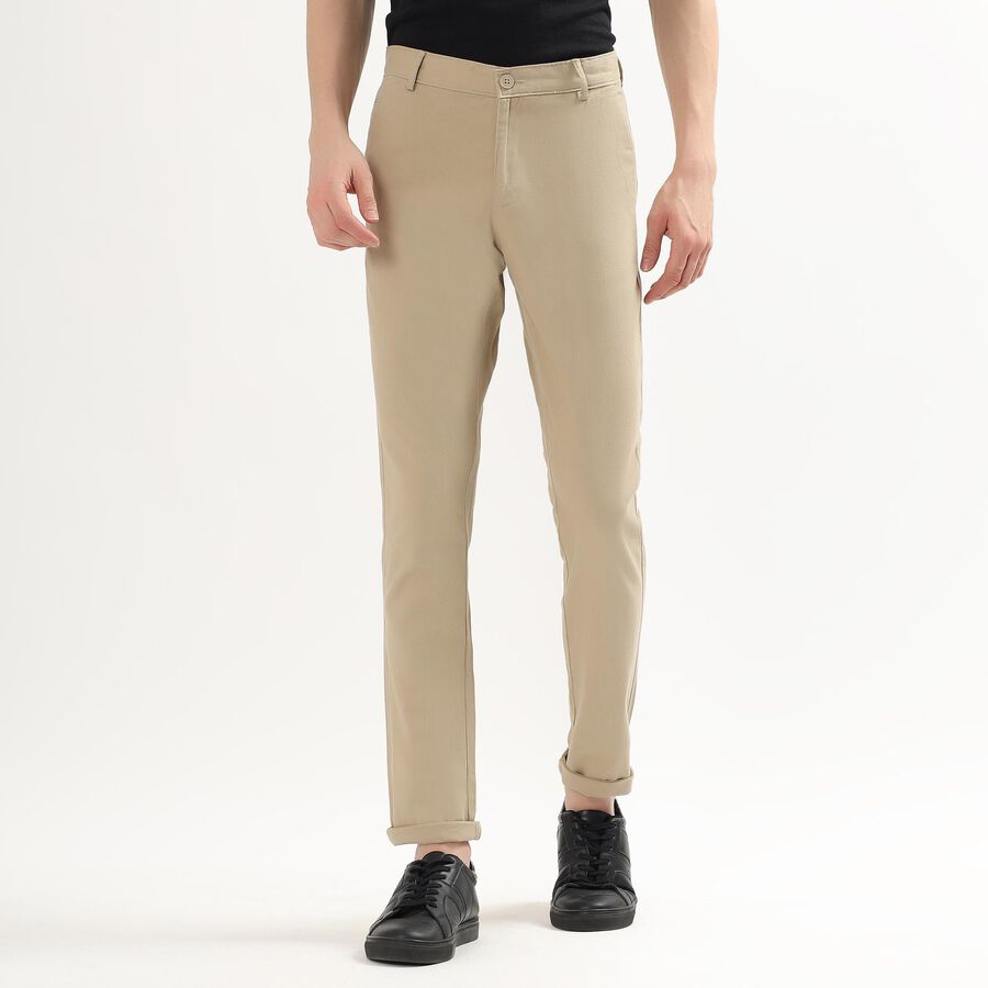 Men's Slim Fit Casual Trousers, Beige, large image number null