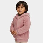 Girls' Soft Dusty Pink Hooded Casual Jacket, Pink, small image number null
