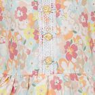 Girls' Pastel Floral Cotton Blend Bell Sleeve Frock, Off White, small image number null