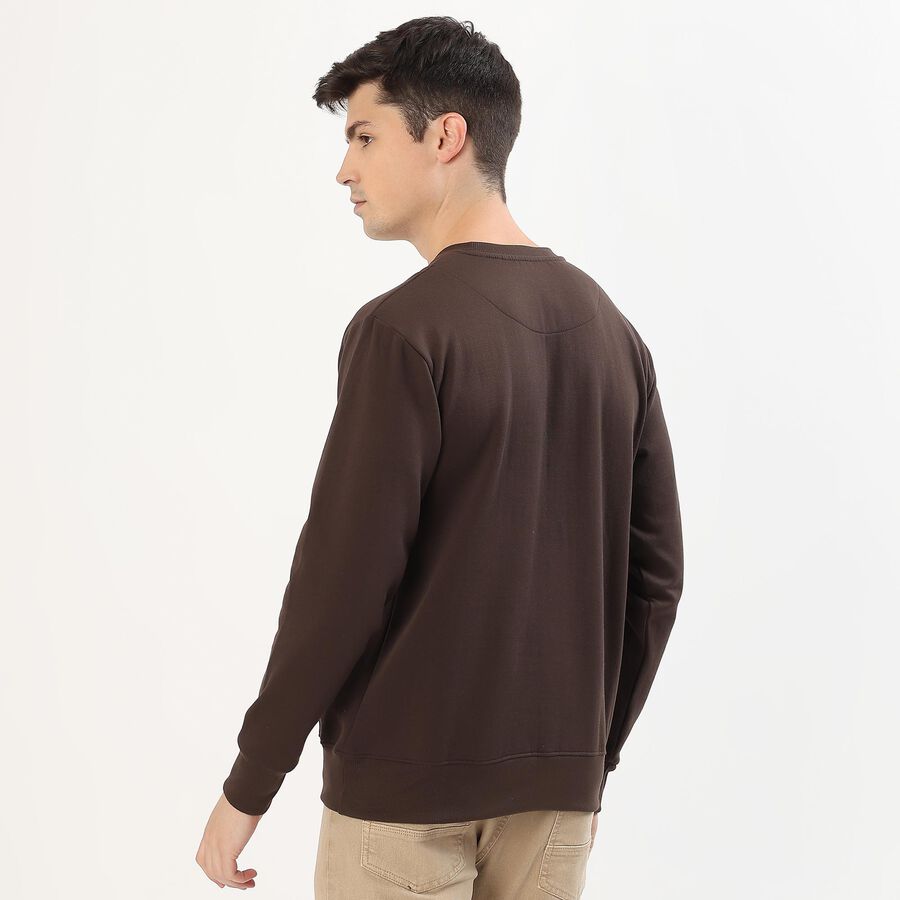 Men's Dark Chocolate Crew Neck Graphic Sweatshirt, Brown, large image number null