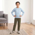Girls Light Blue Crew Neck Printed Pullover, हल्का नीला, small