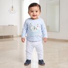 Infants' Light Blue 100% Cotton Round Neck Graphic Print Baba Suit, Light Blue, small