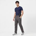 Men's Dark Grey Straight Fit Cargo Track Pants, Dark Grey, small