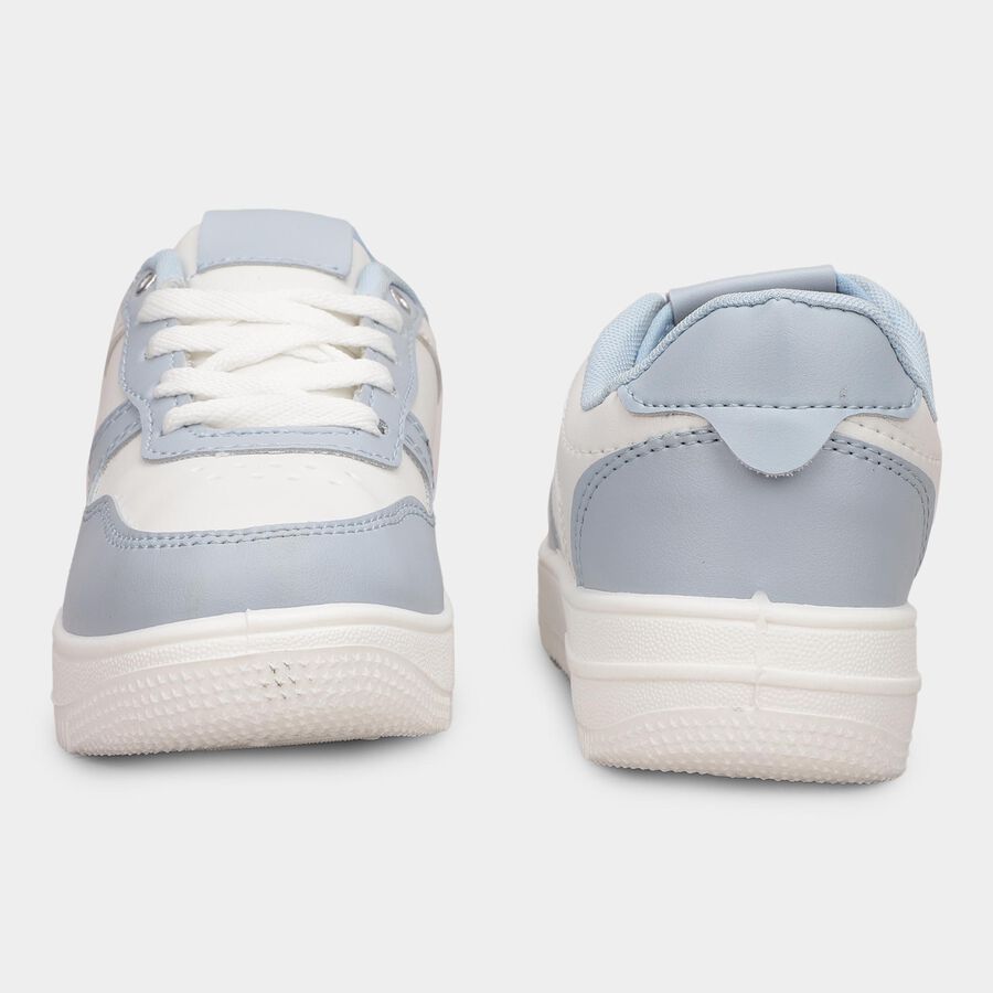 Women's Light Powder Blue and White Lace-Up Casual Sneakers, Blue, large