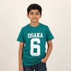 Boys Vibrant Teal Green Crew Neck Casual Graphic T-Shirt, गहरा हरा, small image number null