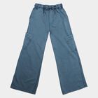 Girls' Light Blue Relaxed Fit Cargo Trousers, हल्का नीला, small