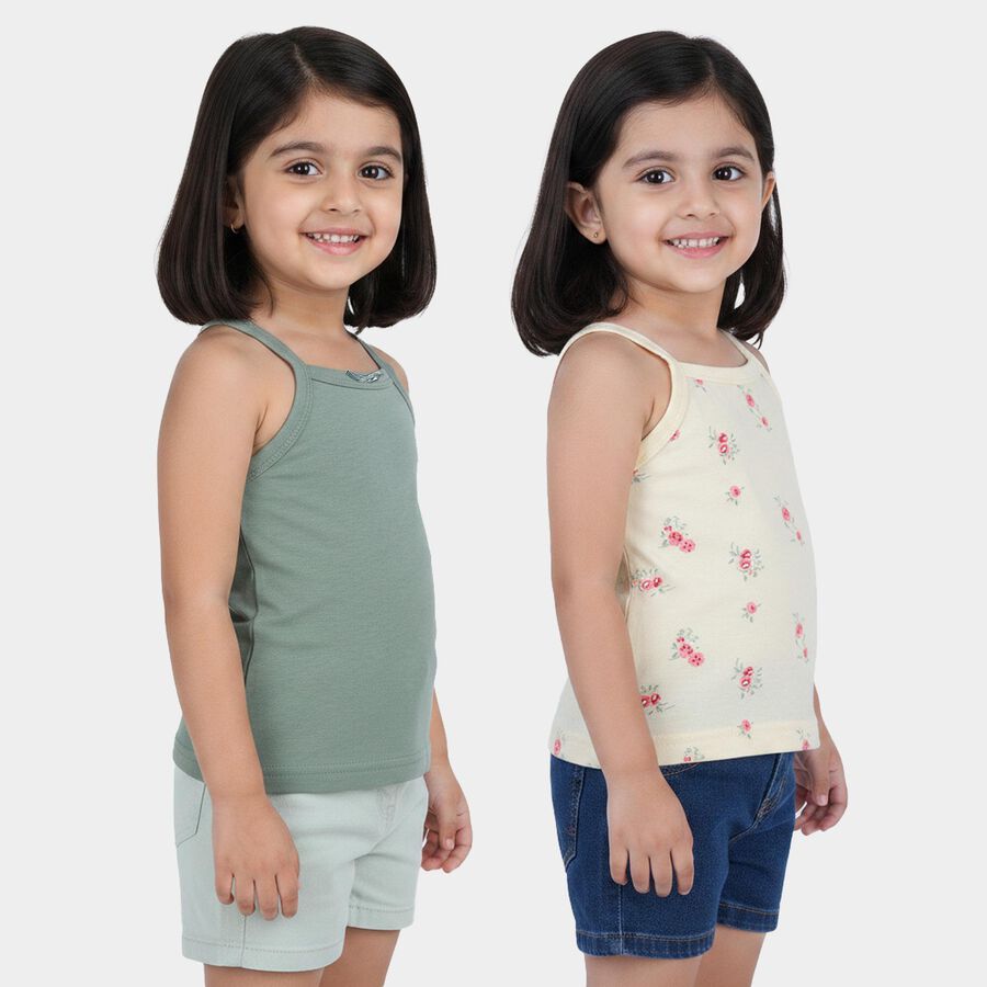 Girls Light Green Cotton Vest, हल्का हरा, large
