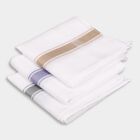 Men's White Cotton Striped Handkerchief Pack, White, small