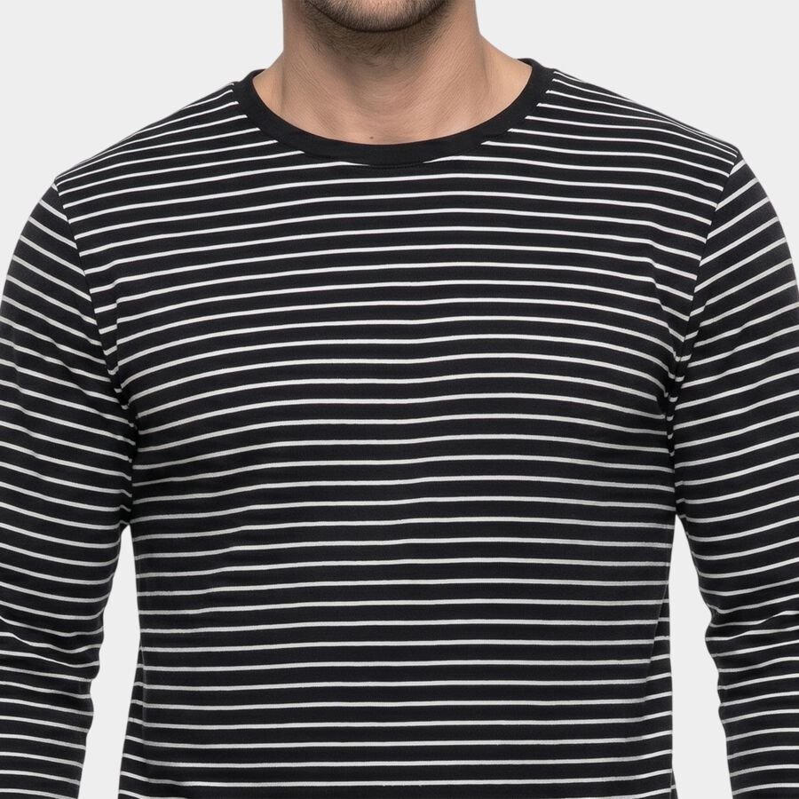 Men Navy Blue Round Neck Regular T-Shirt, नेवी ब्लू, large