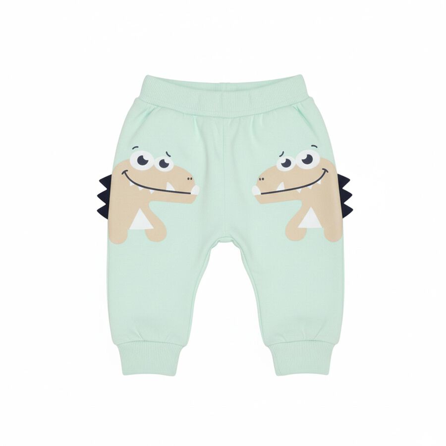 Infants Mint Green Cartoon Printed Cotton Blend Pyjama, हल्का हरा, large image number null