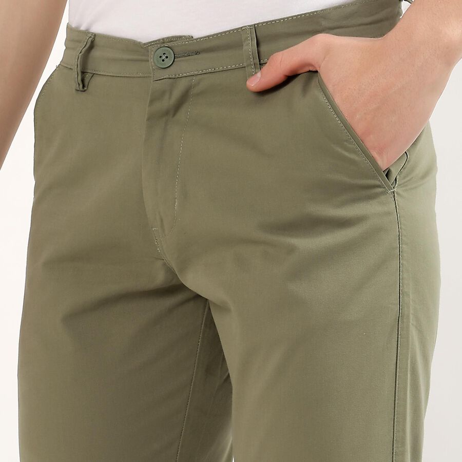 Men's Light Green Slim Fit Casual Trousers, हल्का हरा, large