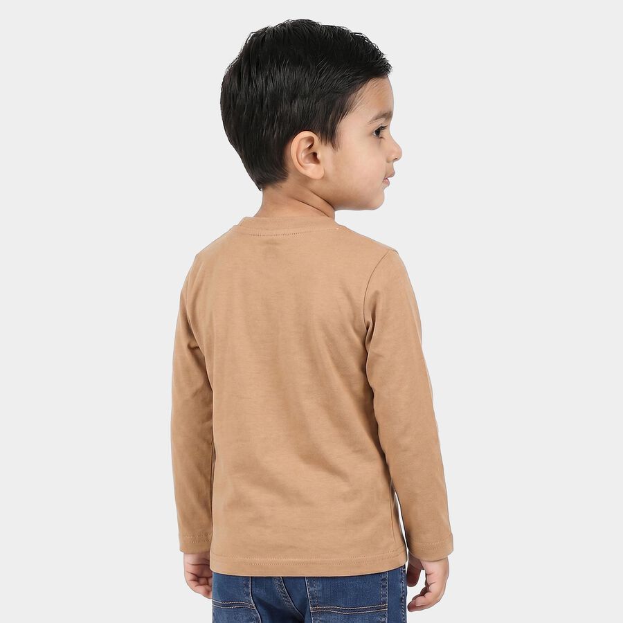 Boys Brown Crew Neck Regular Boys T-Shirt, Brown, large