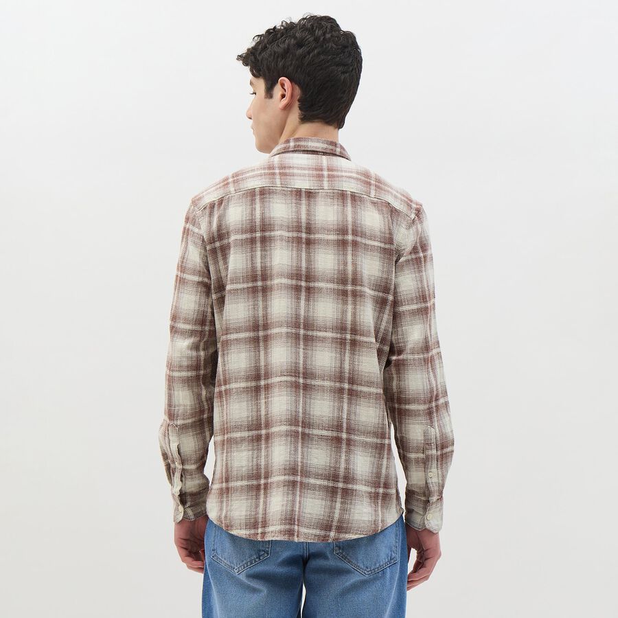 Men's Muted Brown Cotton Classic Casual Shirt, भूरा, large image number null