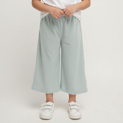 Girls' Light Sage Green Wide-Leg Elastic Waist Pyjama