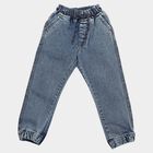 Boys' Light Blue Jogger Fit Washed Jeans, मध्यम नीला, small