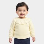 Infants' White Crew Neck Knitted Pullover, सफ़ेद, small