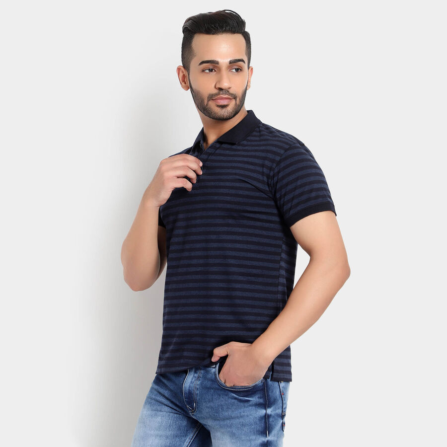 स्ट्राइप्स पोलो शर्ट, मिश्रित नीला, large image number null
