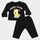 Infants' Black Round Neck Graphic Baba Suit, Black, small