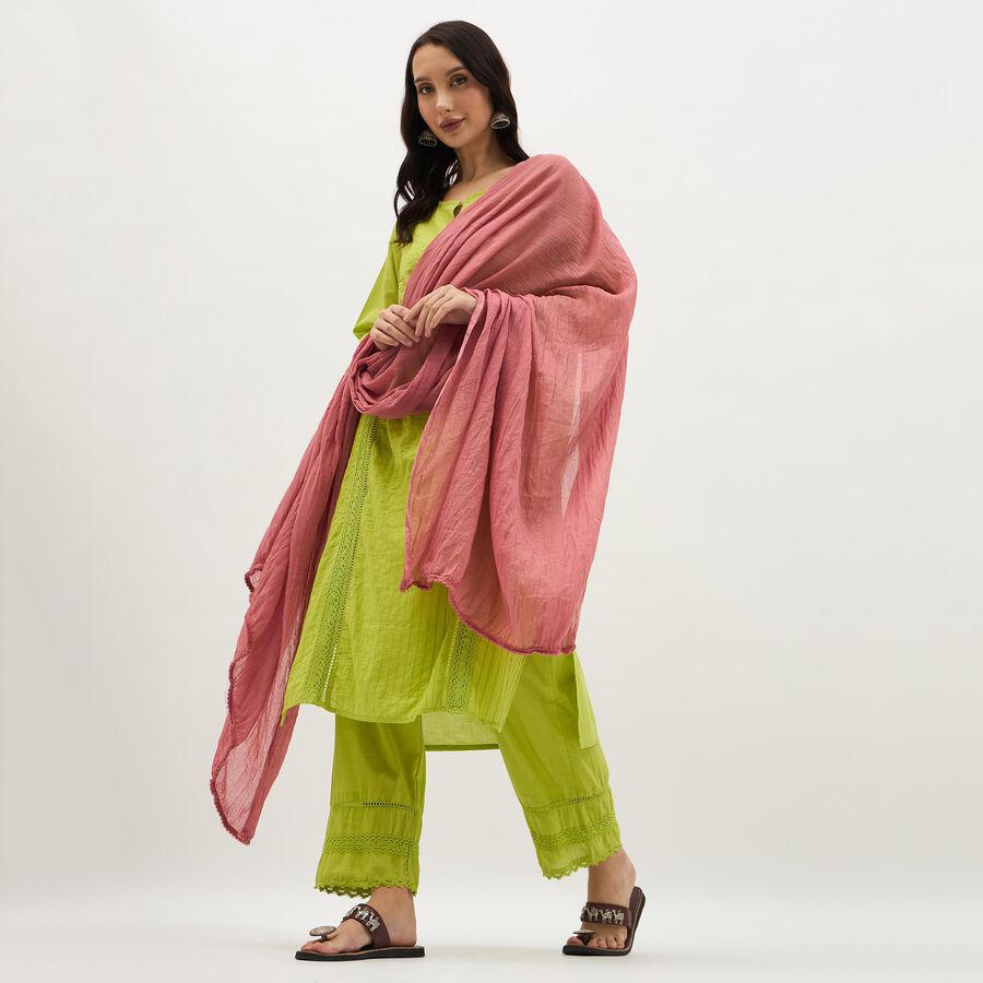 Women's Muted Pink Cotton Crinkled Dupatta, Purple, large image number null