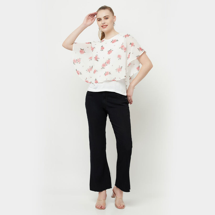 Printed Short Sleeve Top, White, large image number null