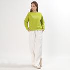 Women's Bright Lime Green Crew Neck Casual Sweatshirt, हल्का हरा, small image number null