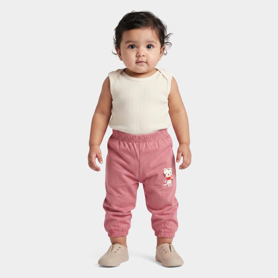 Infants' Pink Regular Fit Cartoon Printed Cotton Pyjama, Pink, large