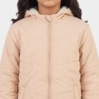 Girls' Pink Hooded Puffer Jacket, गुलाबी, small