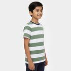 Boys Green Cotton Round Neck Adventure Printed T-Shirt, गहरा हरा, small