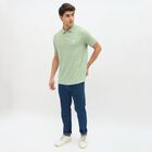 Men's Light Sage Green Polo Neck Casual T-Shirt, Light Green, small image number null