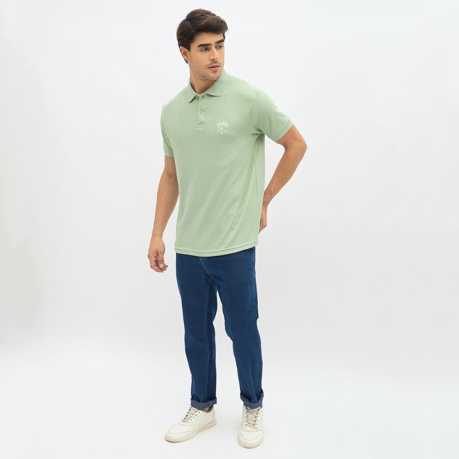 Men's Light Sage Green Polo Neck Casual T-Shirt, Light Green, large image number null