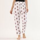 Women's White Teddy Print Elastic Waist Pyjama, White, small image number null