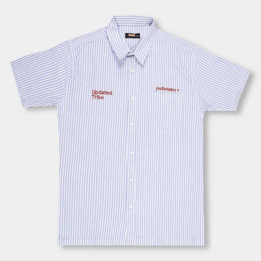 Boys Light Powder Blue Half Sleeve Classic Casual Shirt, हल्का नीला, large image number null