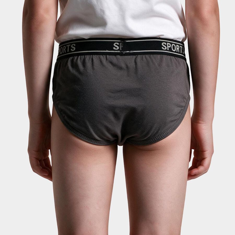 Boys Grey Regular Fit Solid Briefs, गहरा ग्रे, large