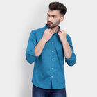 Cotton Printed Casual Shirt, Teal Blue, small image number null
