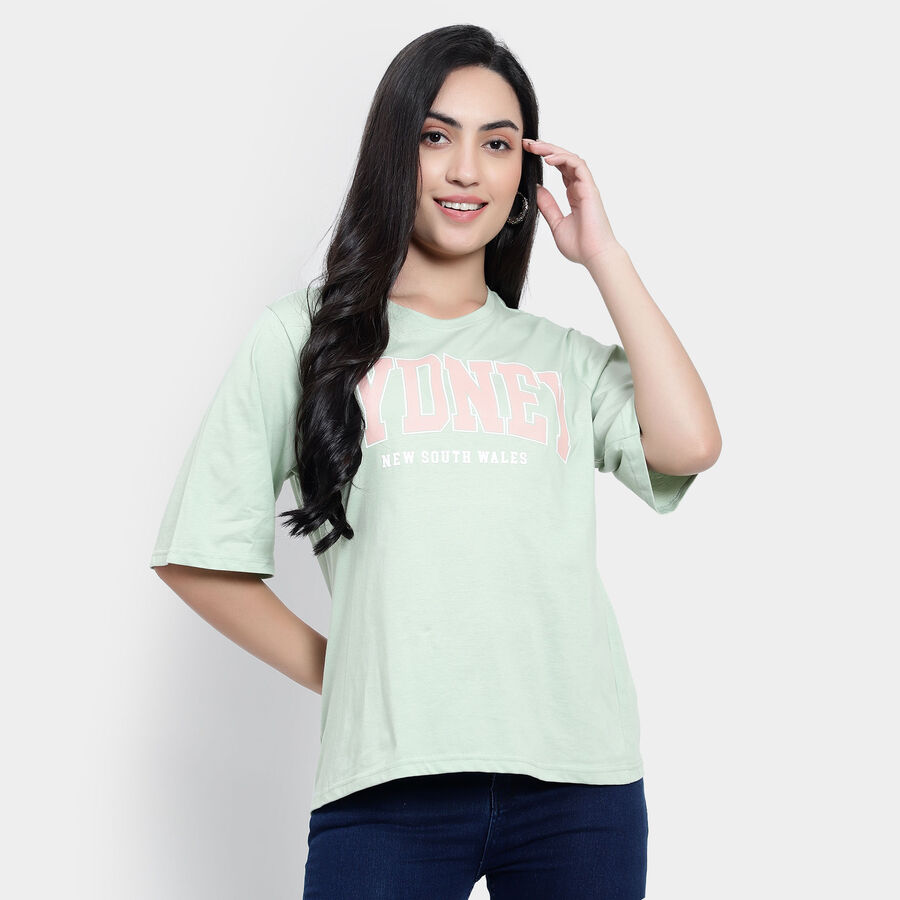 Round Neck T-Shirt, हल्का हरा, large image number null