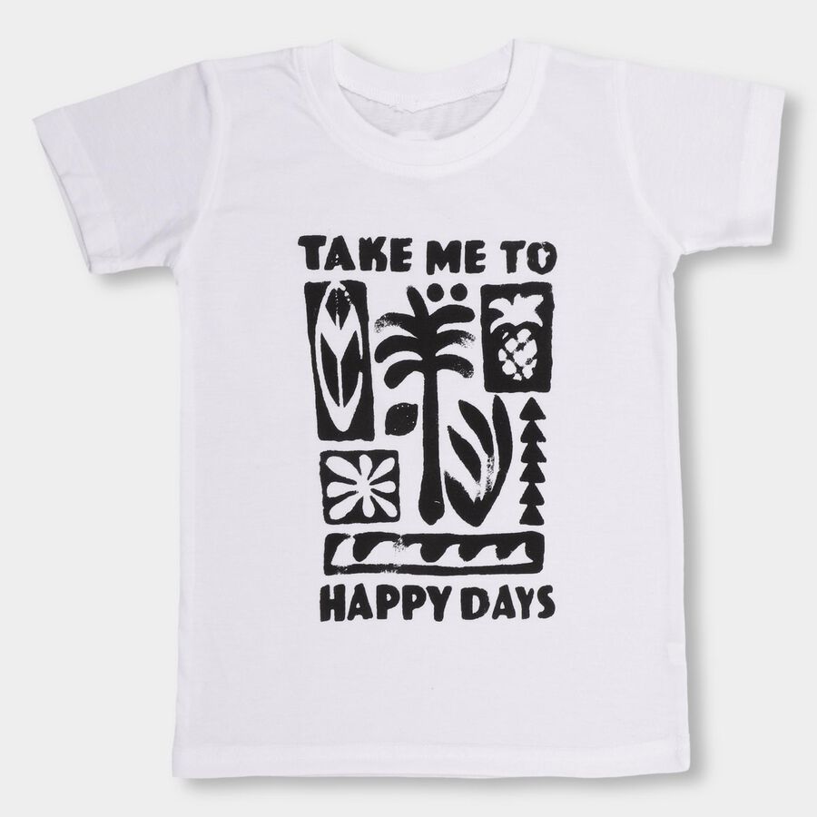 Boys' Half Sleeves T-Shirt , सफ़ेद, large